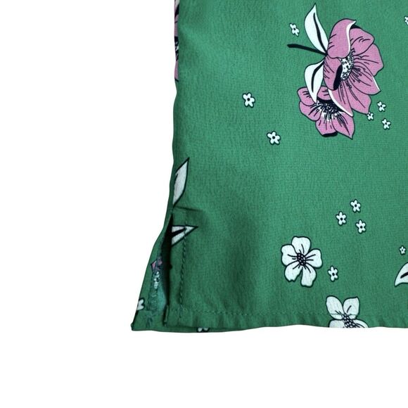 Anthropologie Azel Hazel Womens Floral Blouse Large Kelly Green Button Boxy - Picture 8 of 15